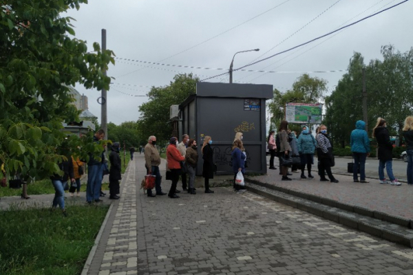 У Чернівцях люди утворили 10-метрову чергу до тролейбусу