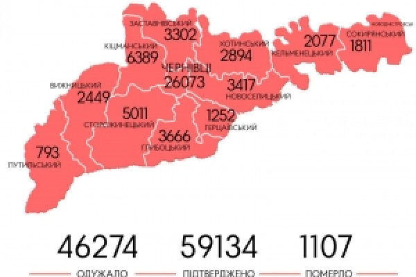Географія поширення коронавірусу на Буковині (мапа)